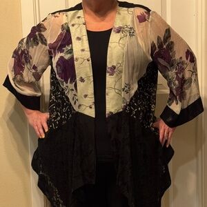 Violet Kay Silk-Blend Purple Floral Kimono Jacket 🌸💜